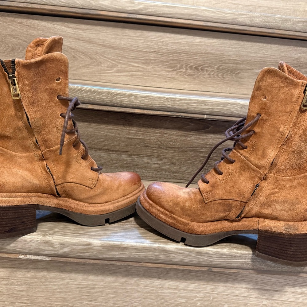 A.S.98 Women's Brown Combat Boots - Picture 3 of 5